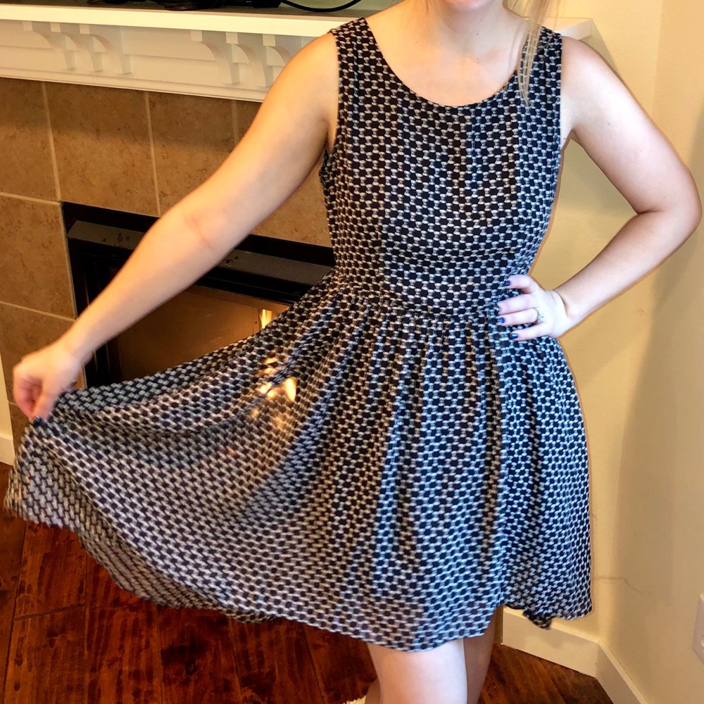 Black bow printed dress